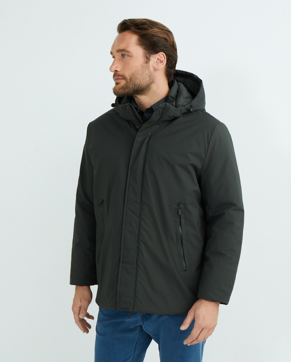 Parka Tamanhos Grandes com Capuz e Resistente à Água Musgo-1
