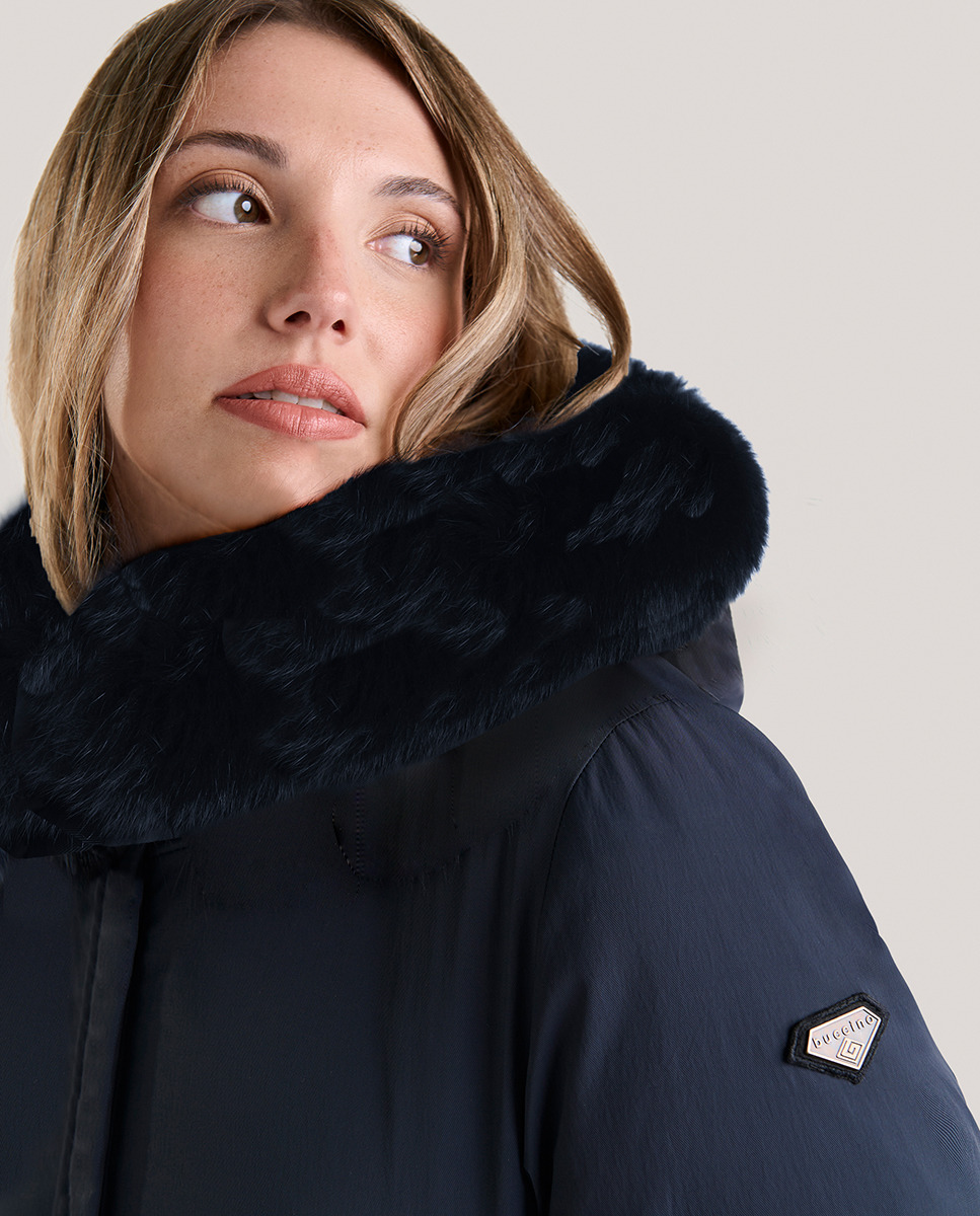 Parka Midi Lisa com Capuz Fixo Azul-marinho-4