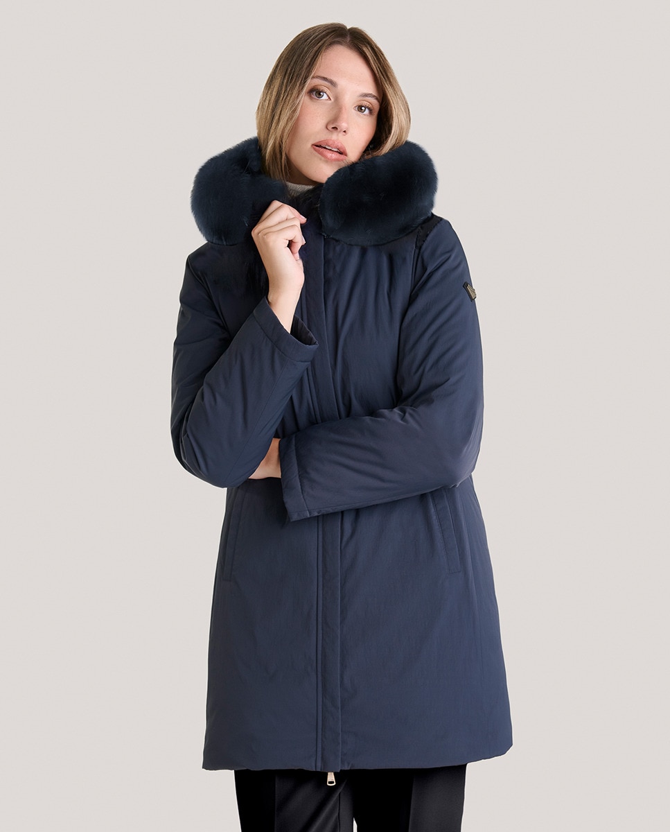 Parka Midi Lisa com Capuz Fixo Azul-marinho-2