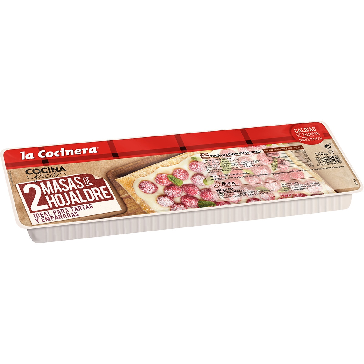 masa de hojaldre extendida 2 unidades estuche 500 g