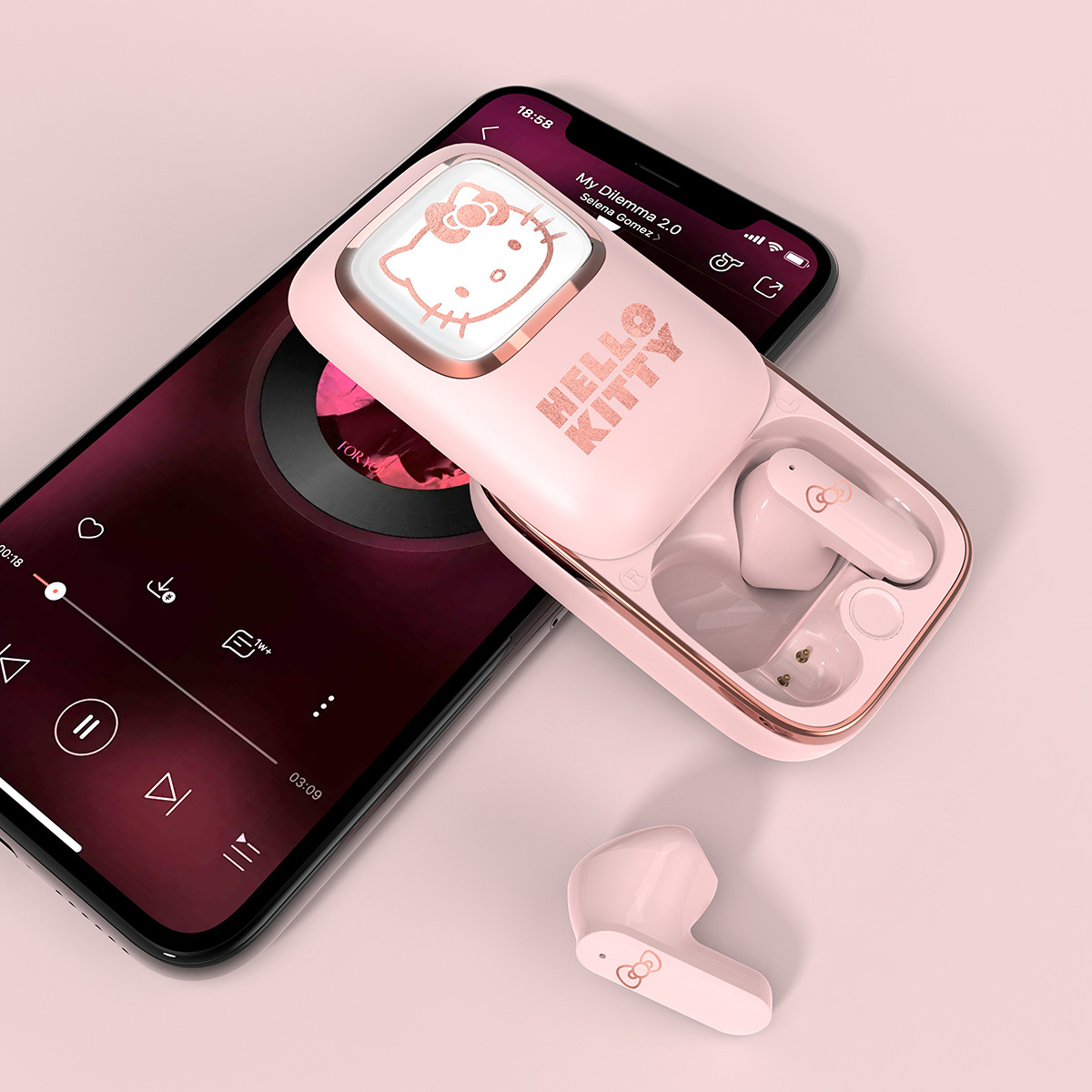 Earpods Hello Kitty Slide Led Rose Gold 4