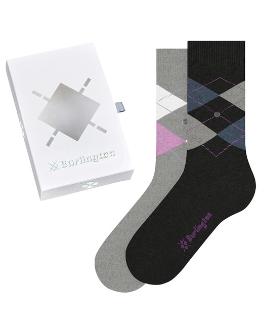 Imagem 0 de Caixa de Oferta com 2 Pares de Meias com Losangos