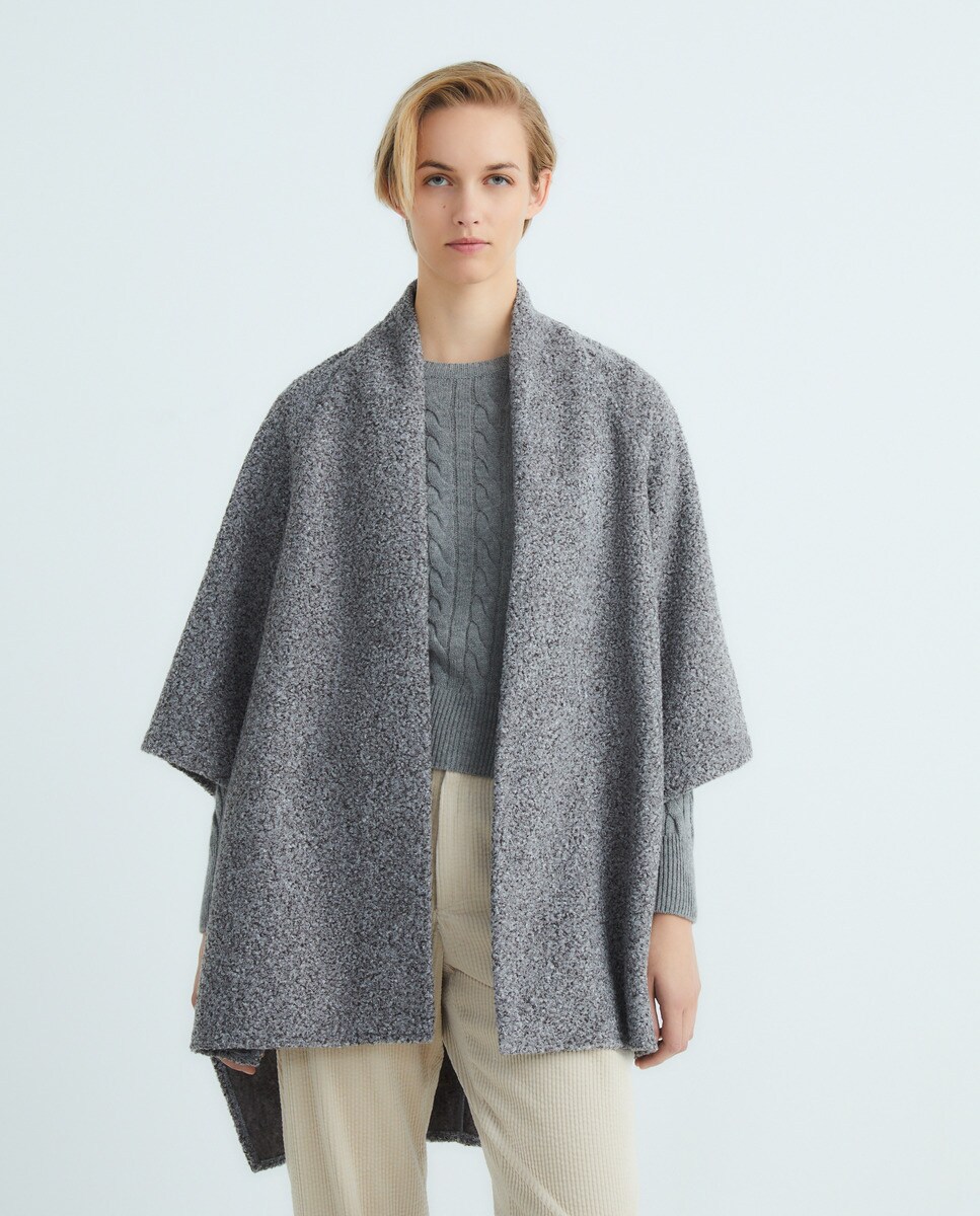Poncho Liso Bouclé Preto-antiquário-2