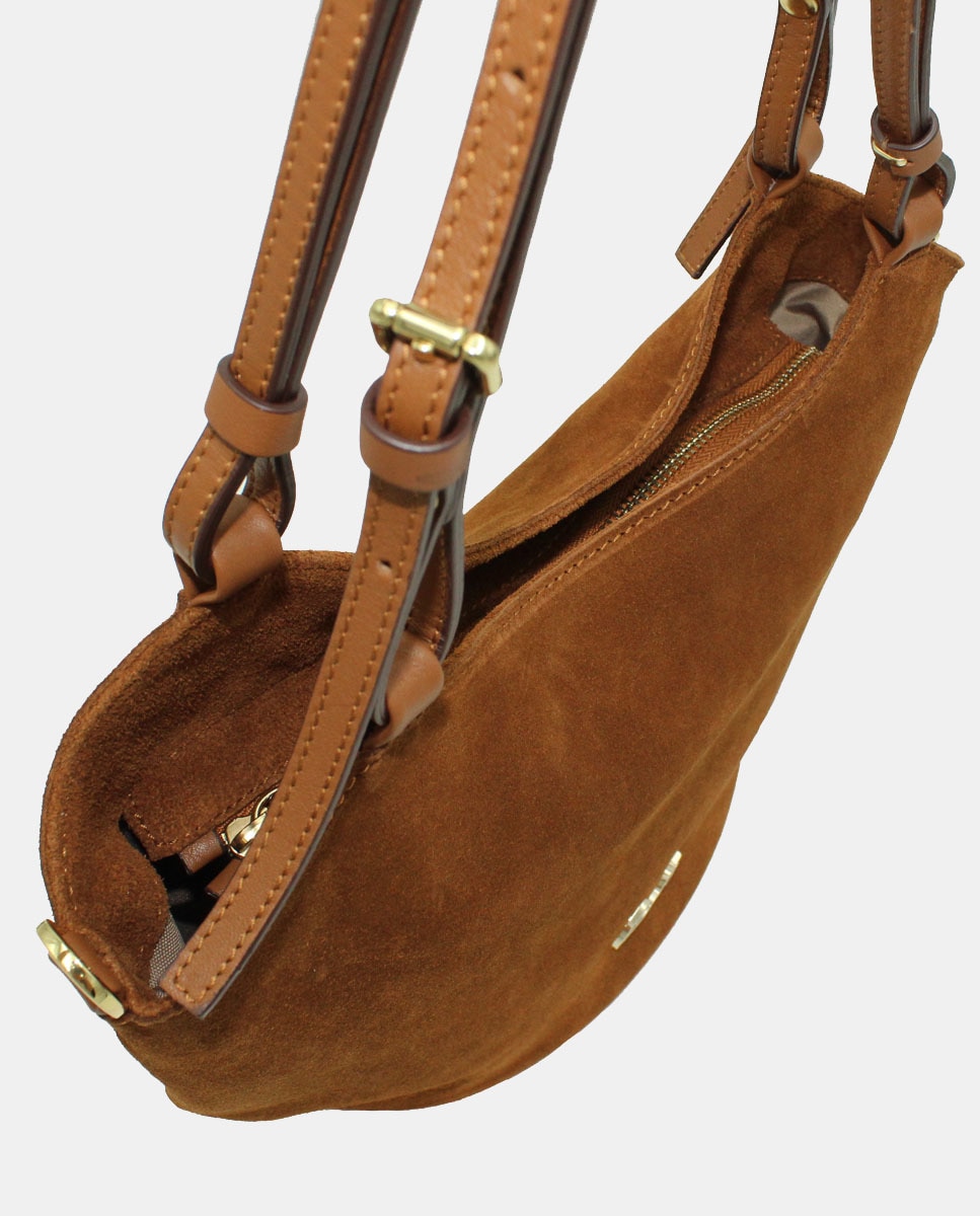 Mala Tipo Tote de Croute e Napa com Fecho de Correr - Camel Camel-4
