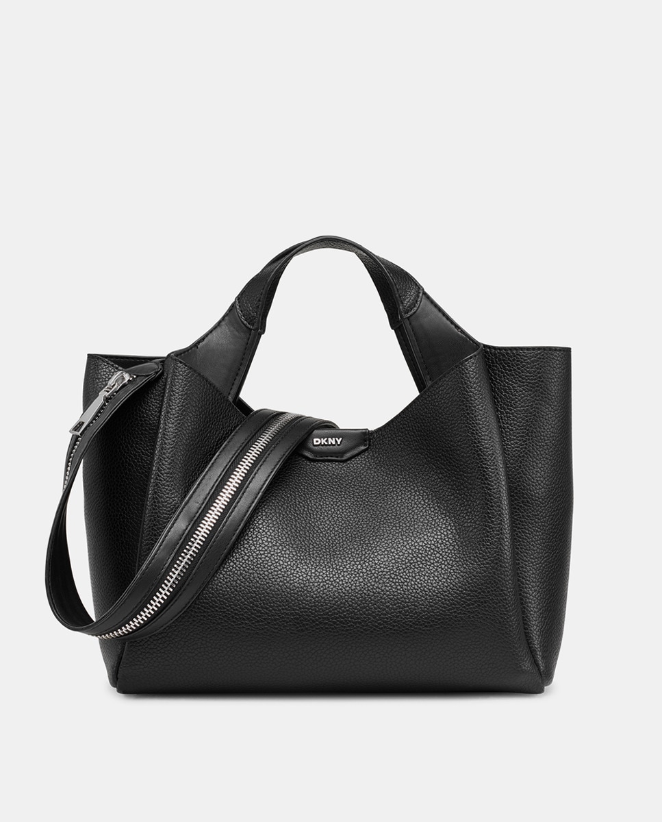 Mala de Ombro Willa com Alça Amovível e Estampado Liso Preto-8