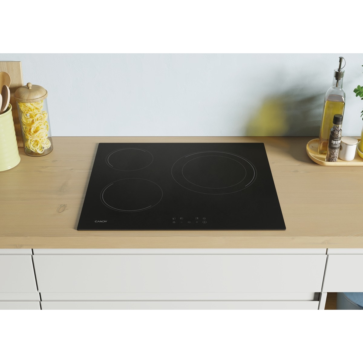 Placa Vitrocerámica Candy, 3 Zonas de Cocción con zona grande de 30 CM - CH63DCC Negro-5