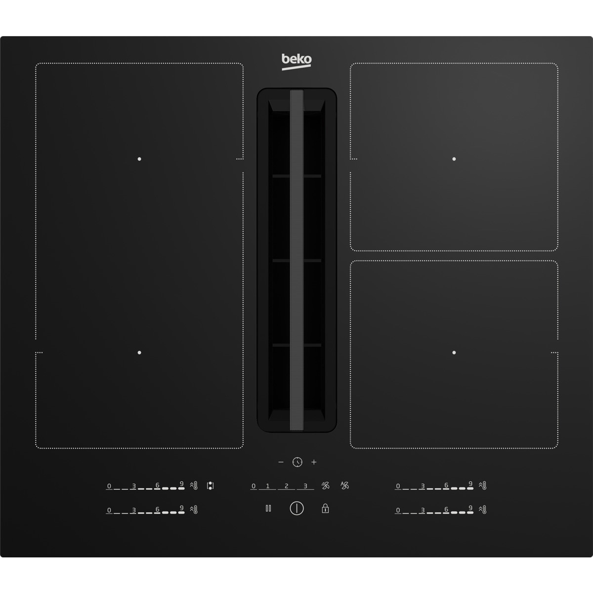 Placa de inducción Beko con 4 zonas de cocción, con extractor integrado - HIXI 64700 UF Negro-5
