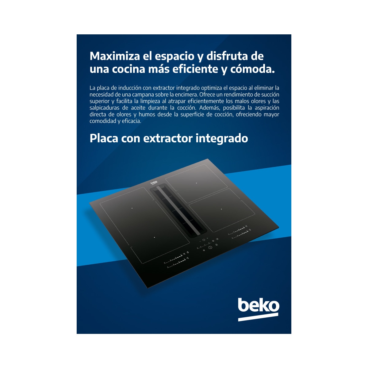 Placa de inducción Beko con 4 zonas de cocción, con extractor integrado - HIXI 64700 UF Negro-6
