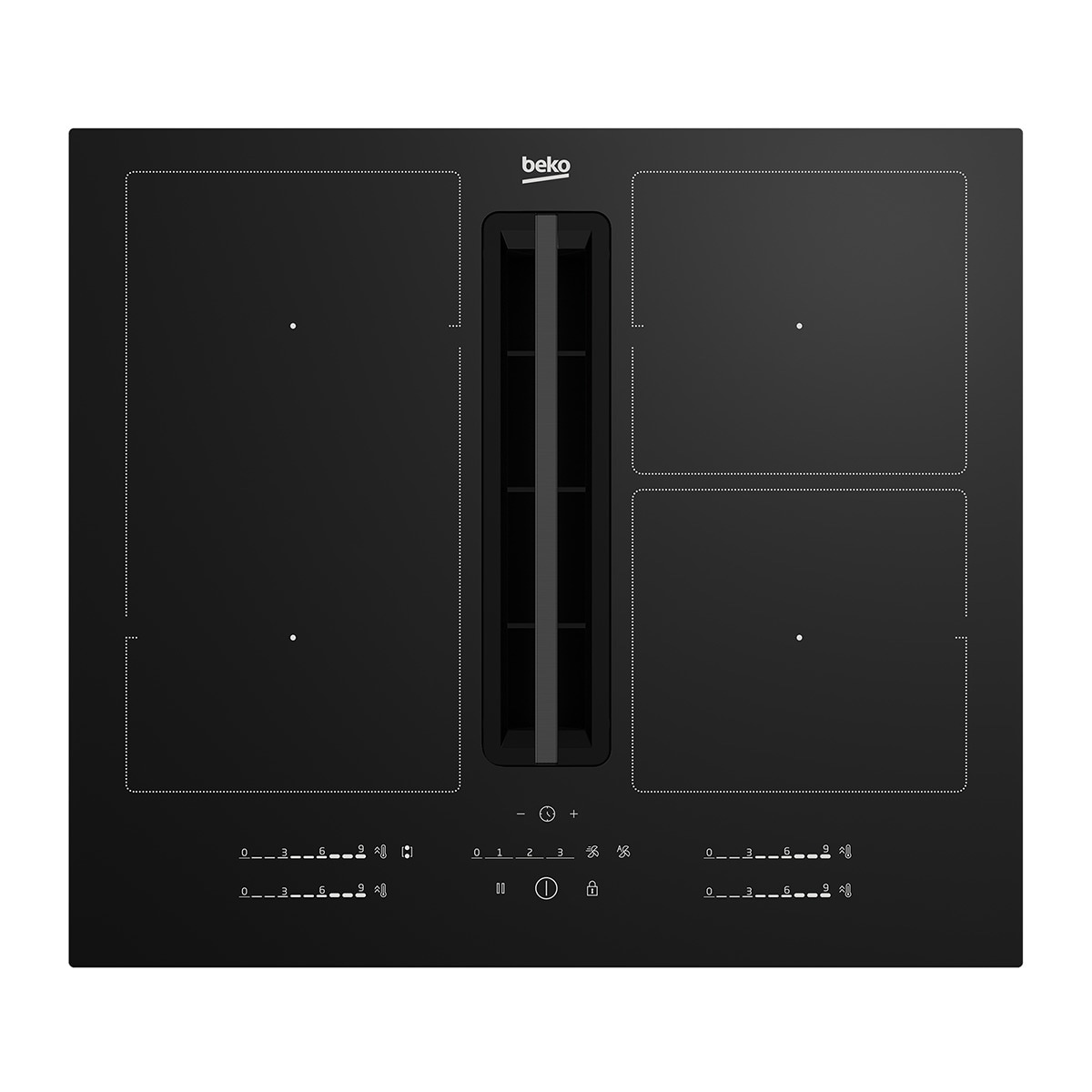 Imagen 0 de Placa de inducción Beko con 4 zonas de cocción, con extractor integrado - HIXI 64700 UF