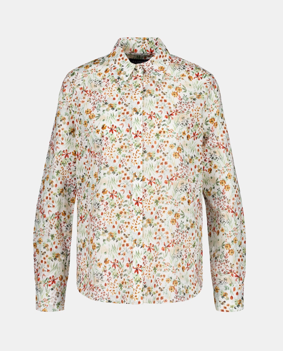 Camisa Estampada com Manga Comprida Rosa-1