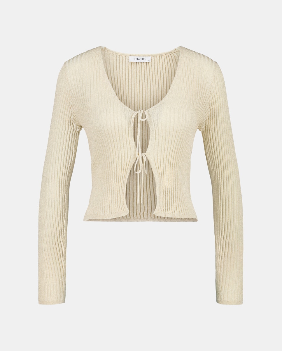 Cardigan de Fio Metalizado 120 Cru-4