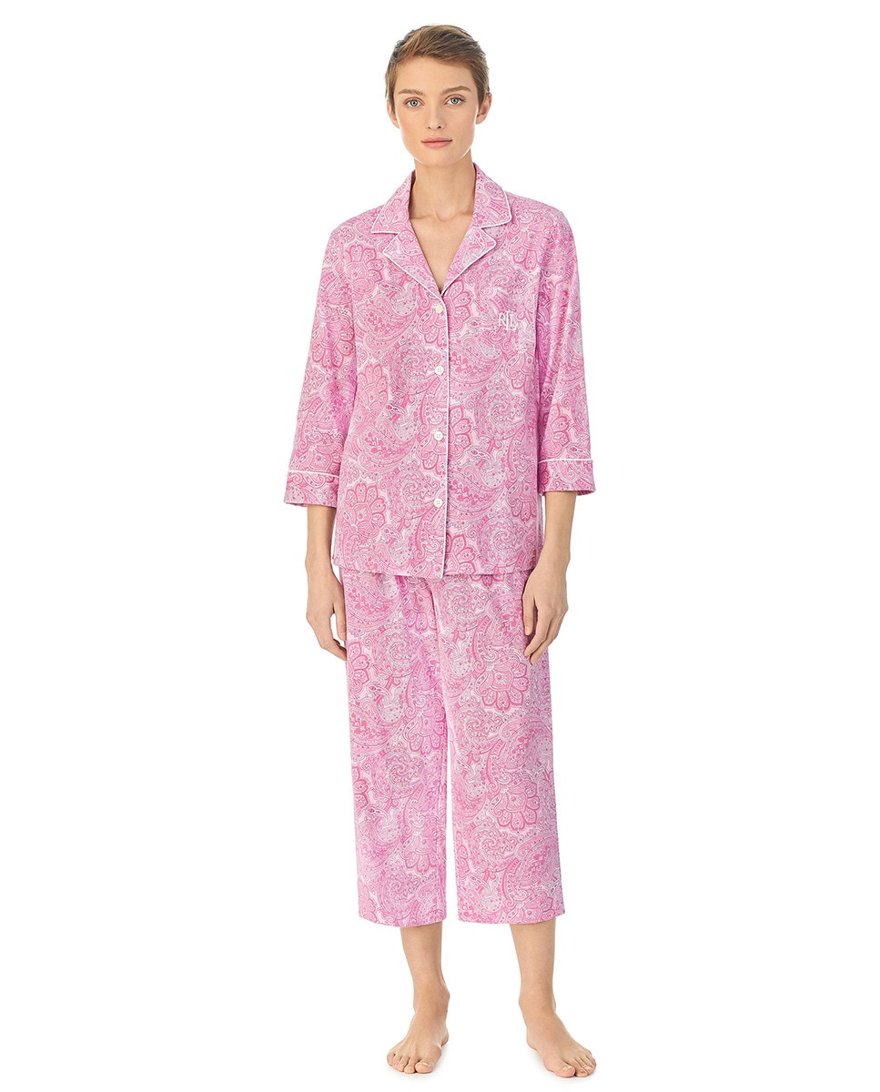 Calças de Pijama Capri Rosa-1