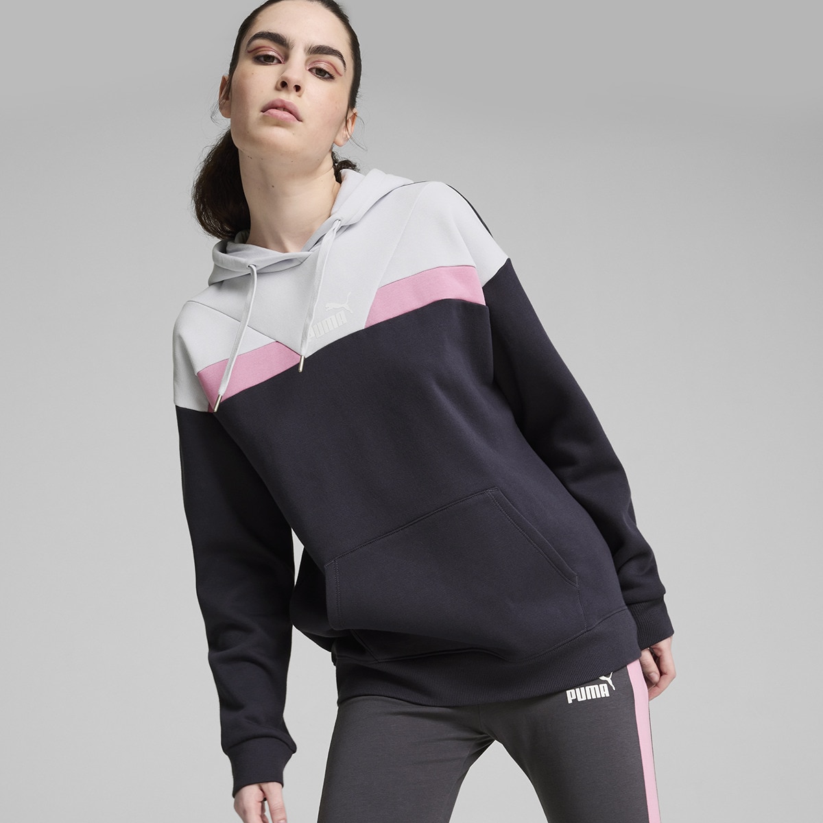Sweatshirt de Mulher Power Hoodie FL Cinzento-1