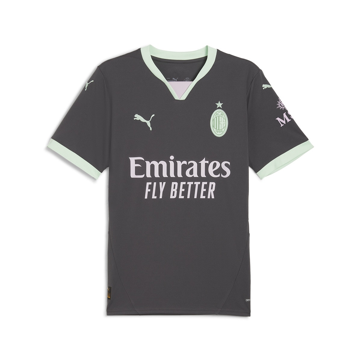 T-shirt de Homem 3.º Equipamento AC Milan 2024-2025 Réplica Cinzento-6