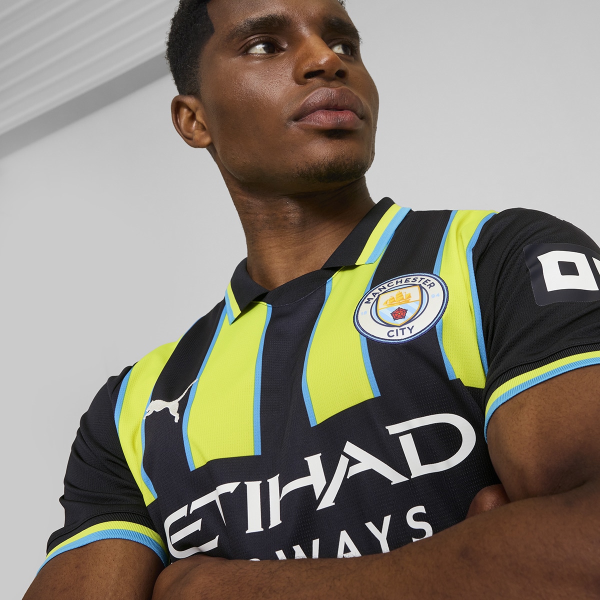T-shirt de Homem 2.º Equipamento Manchester City FC 2024-2025 Réplica Azul-3