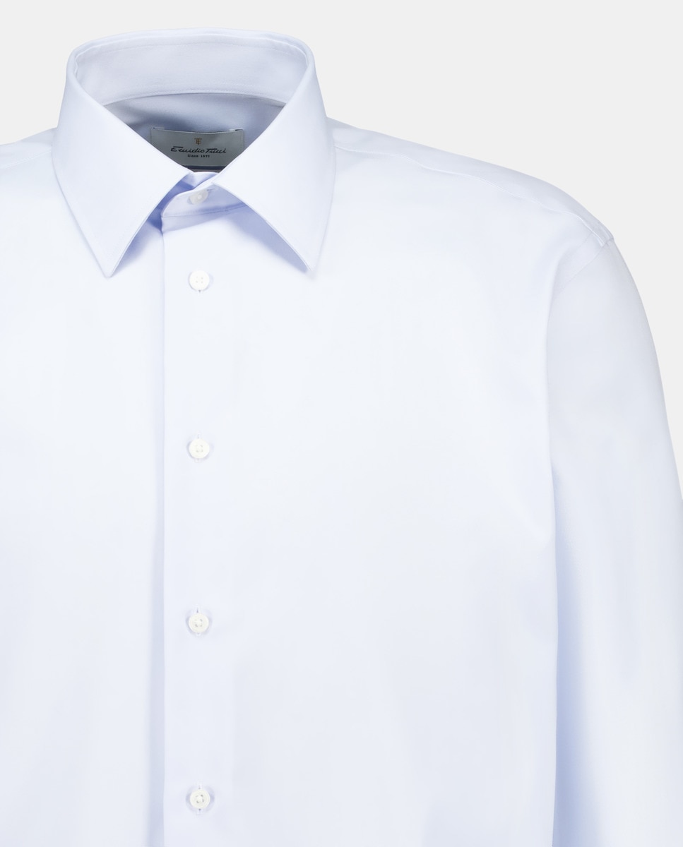 Camisa Formal Lisa com Padrão Espinha de Peixe Non Iron Azul-claro-4
