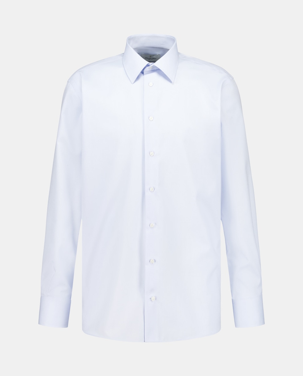 Camisa Formal Lisa com Padrão Espinha de Peixe Non Iron Azul-claro-5