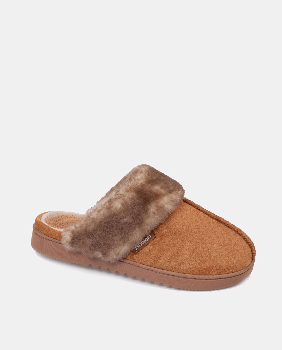Chinelos Suedine com Forro Sherpa Camel-4