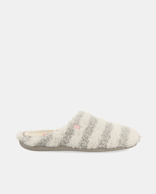 Imagen 0 de Zapatillas de casa abiertas de mujer en borreguito print rayas