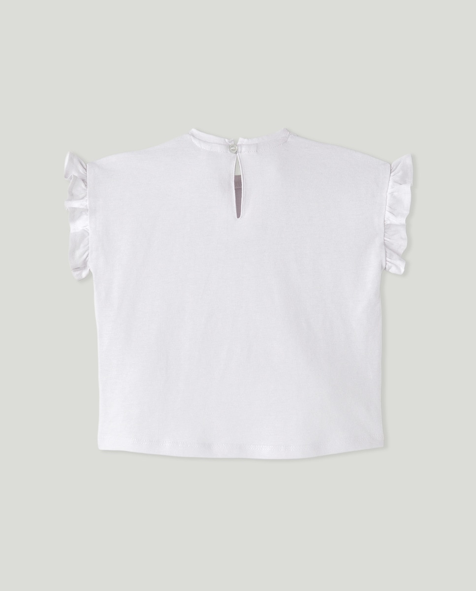 Camiseta bebé niña lisa Blanco-2