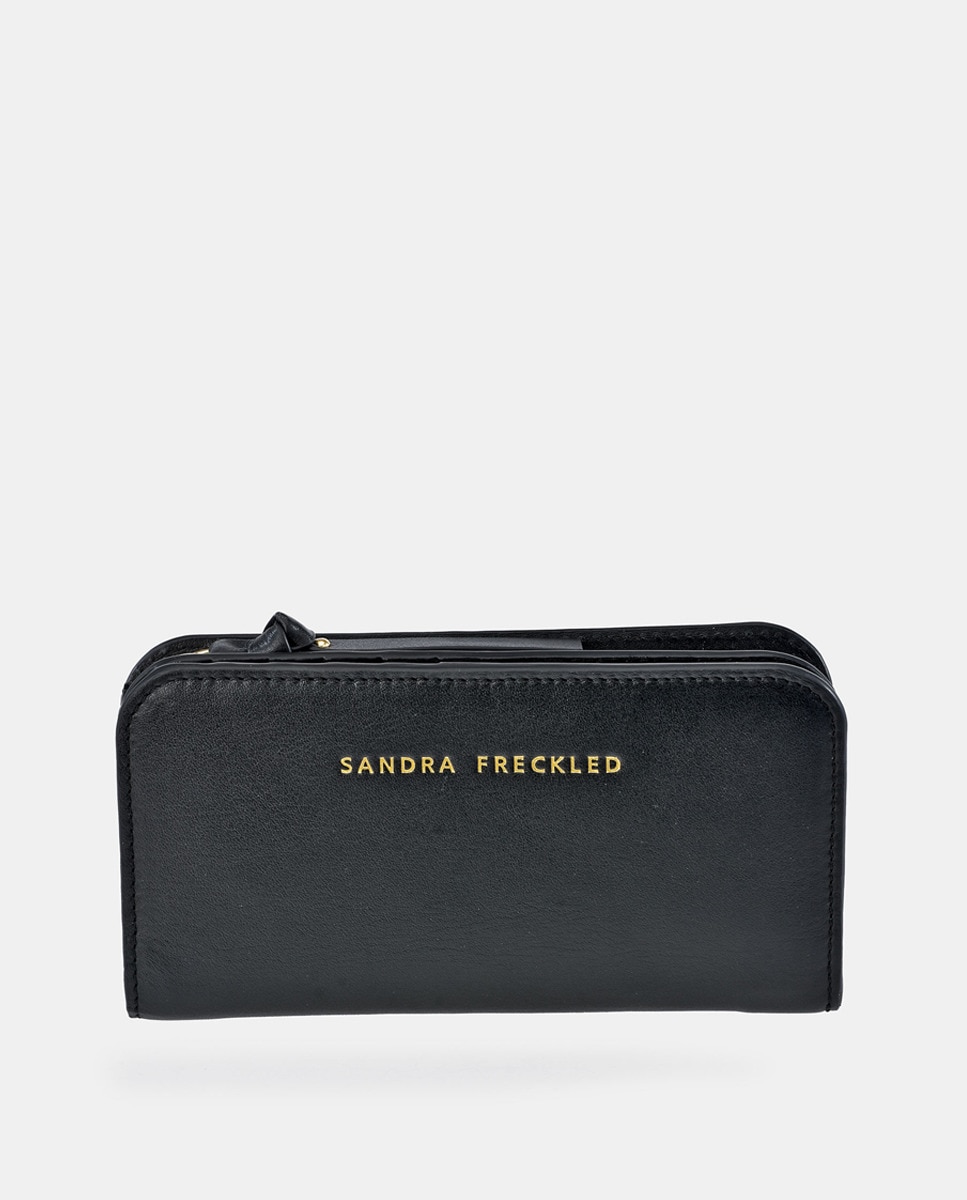 Carteira com Porta-Cartões em Pele - Preto Preto-5