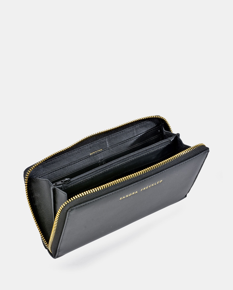 Carteira com Porta-Moedas em Pele - Preto Preto-6