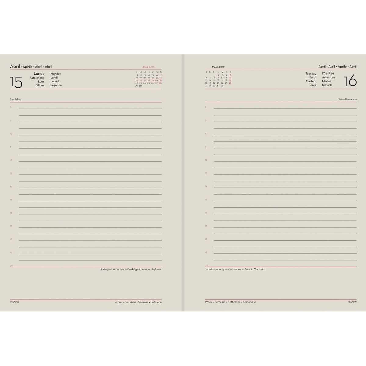 Agenda 2026 día página 15x21 cm Tucson Deusto azul multilingüe Azul-2