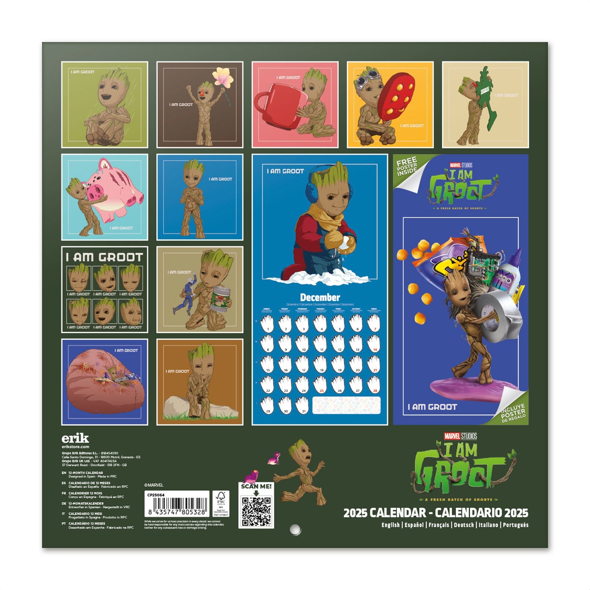 Calendário 2025 30x30 Marvel I am groot Erik multicolorido Multicolor-2