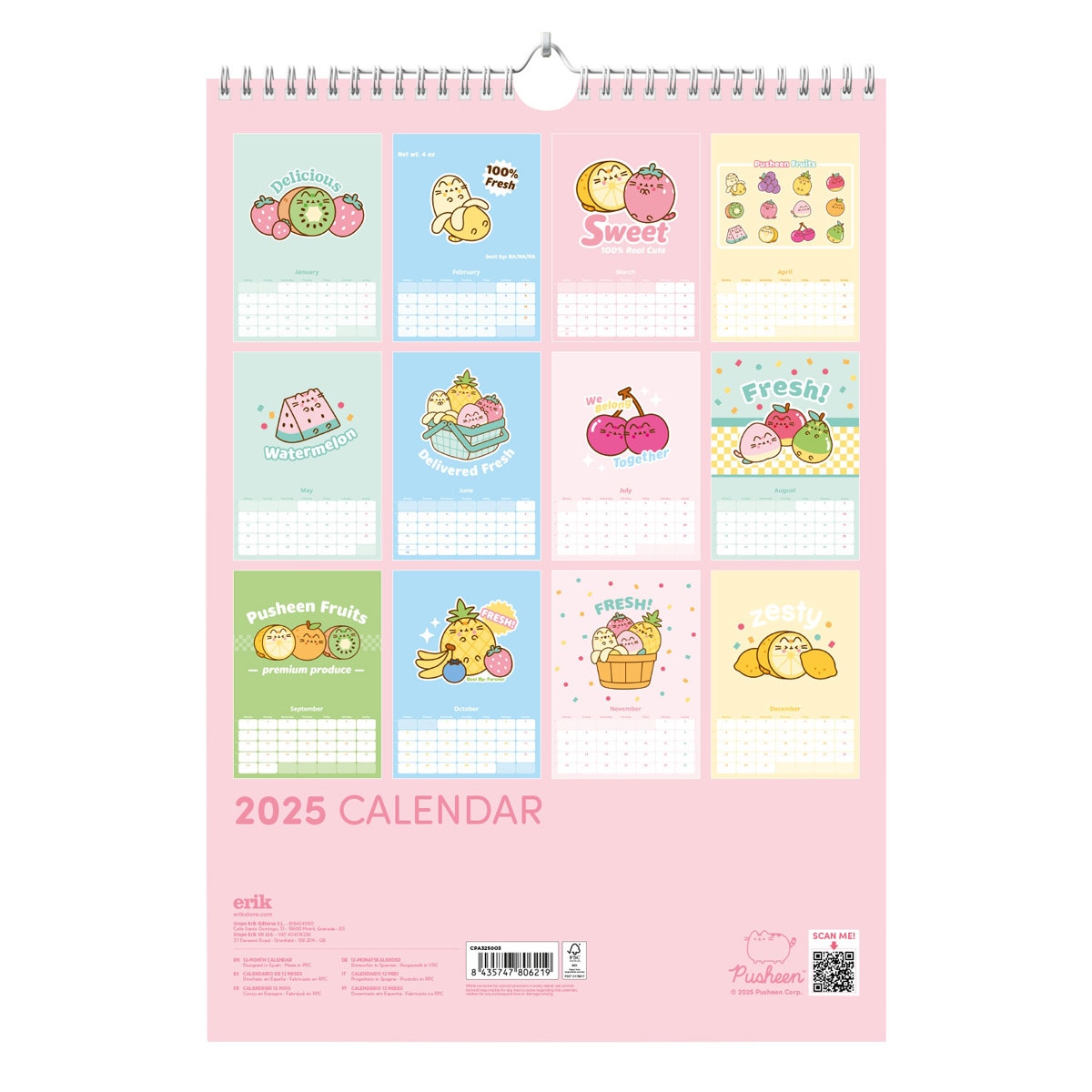 Calendario a3 2025 Pusheen Erik multicolor Multicolor-2