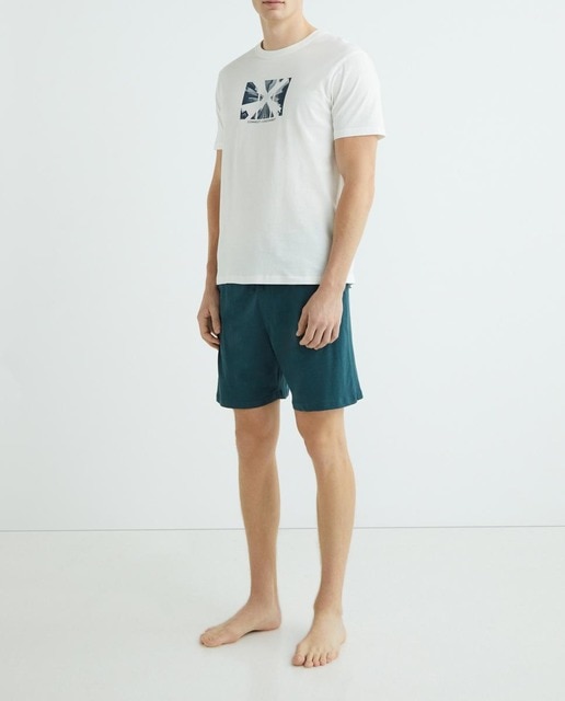 Imagen 0 de Pijama de punto corto con print de hombre