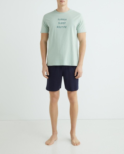 Imagen 0 de Pijama de punto corto con print de hombre