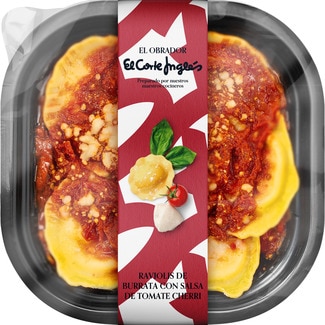 raviolis de burrata con salsa de tomate cherri envase 300 g - El Obrador El Corte Ingles