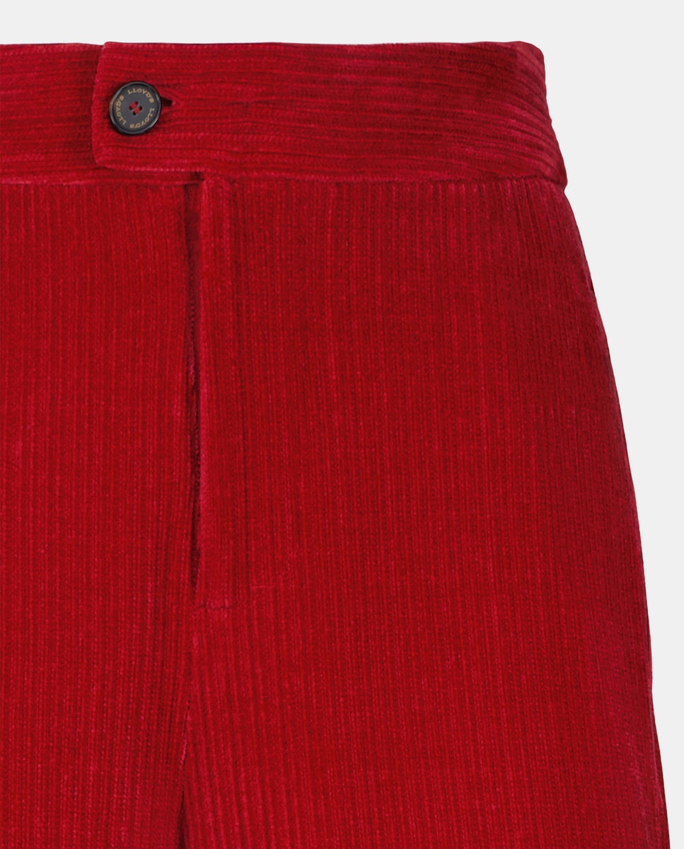 Calças Fluidas de Bombazina Grossa 600 Vermelho-5