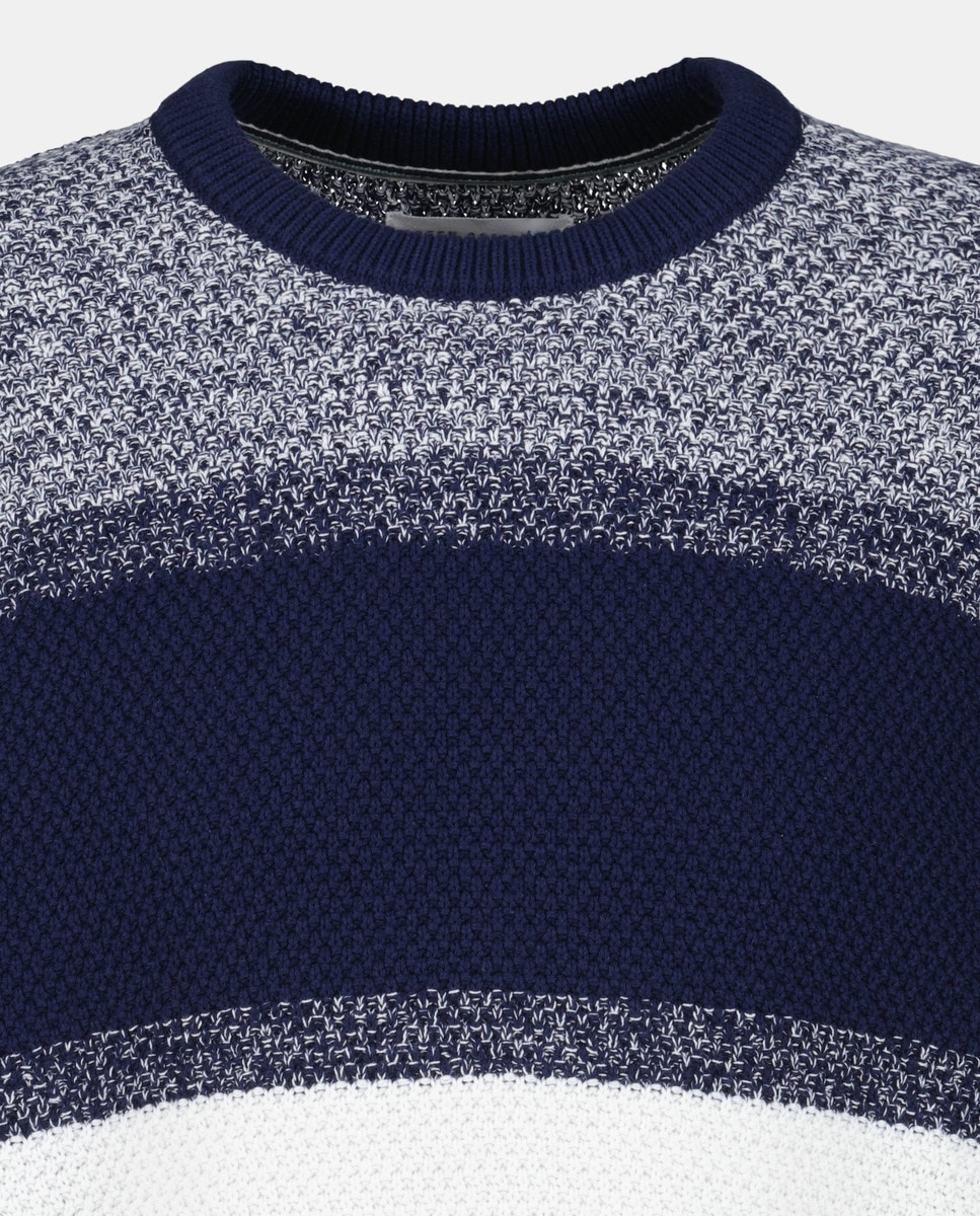 Camisola de Malha com Color Block em Fios Azul-5