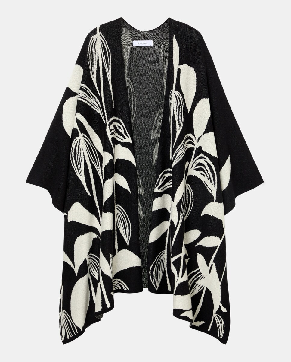 Cardigan Tipo Poncho Preto-4