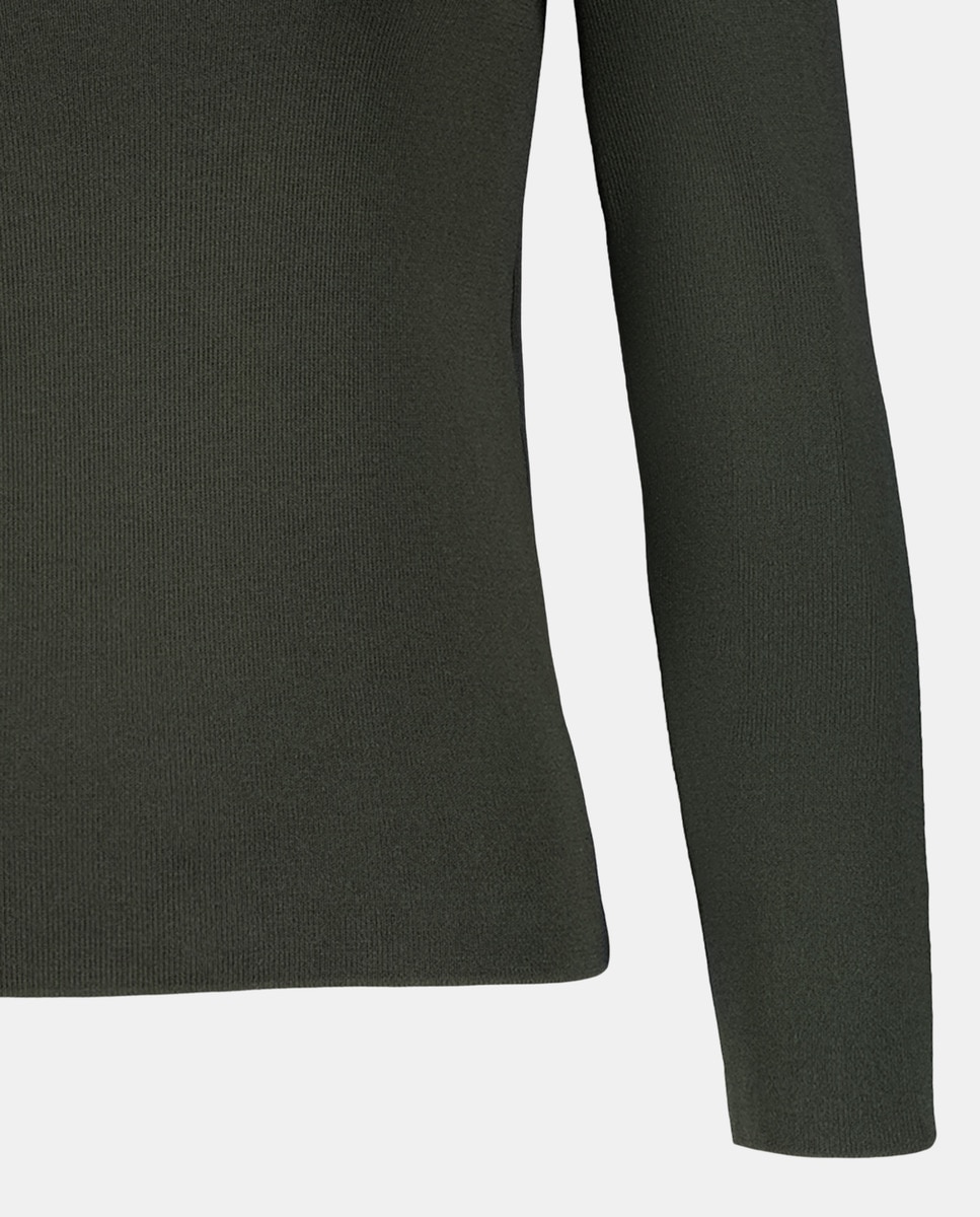 Camisola de malha com meia gola e manga comprida 530 Verde Escuro-5