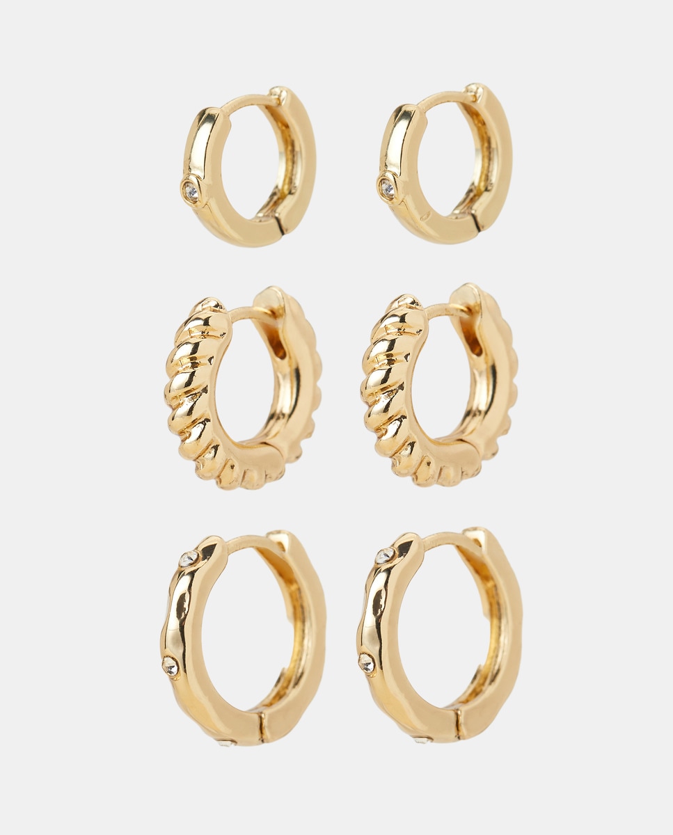Pack de Brincos com 3 Argolas Banhadas em Ouro 390 Ouro-1