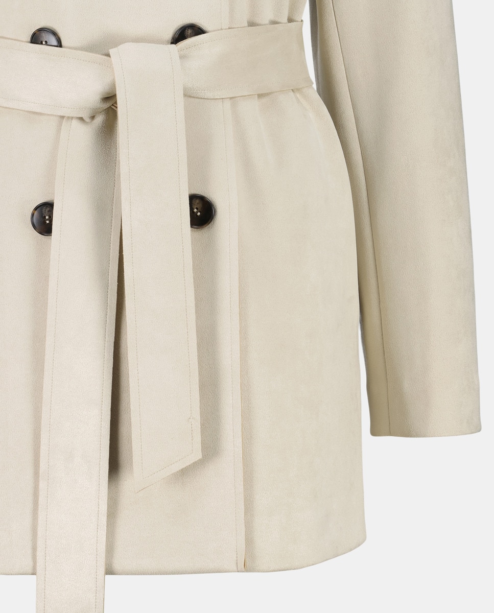 Gabardine com Efeito de Camurça Bege-5
