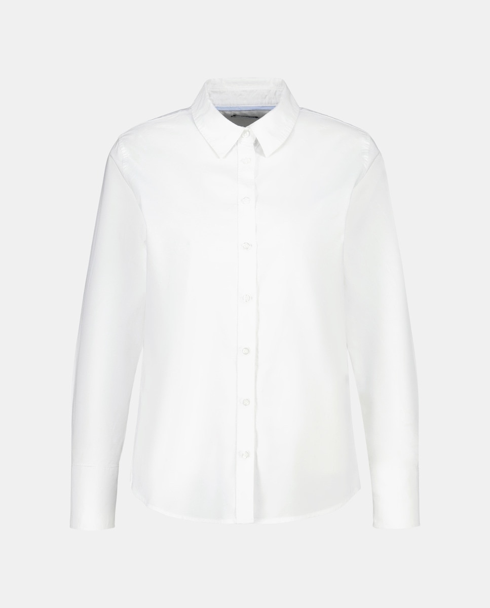 Camisa de Manga Comprida Básica Oxford Branco-marfim-4