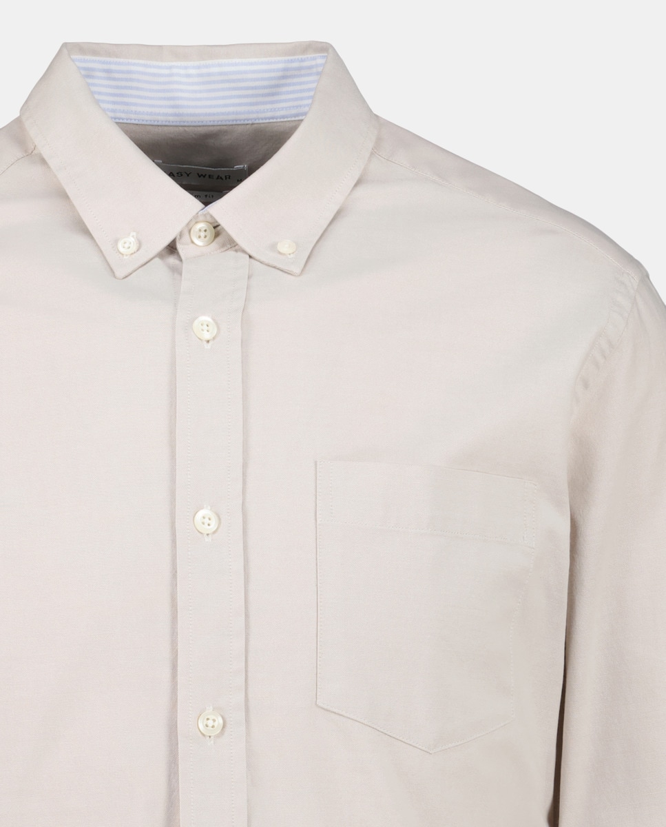 Camisa Oxford Lisa com Manga Comprida Camel-5
