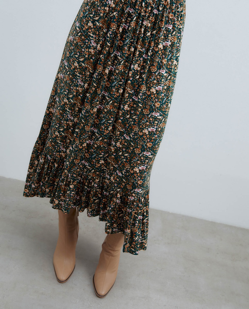 Vestido de Viscose com Bainha Verde garrafa-4