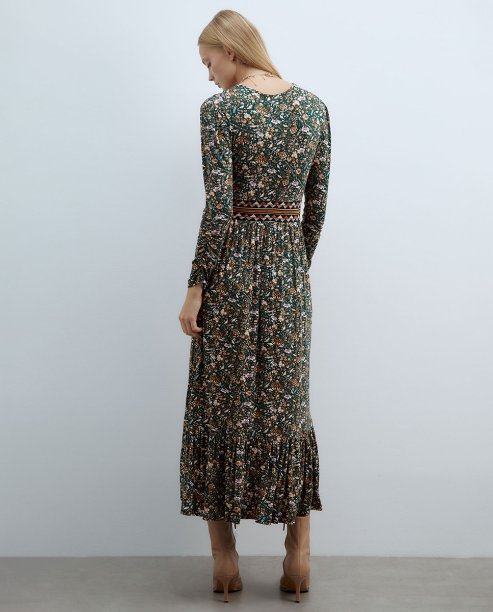 Vestido de Viscose com Bainha Verde garrafa-3