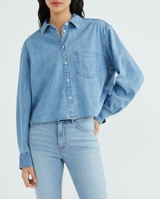 Imagen 0 de Camisa vaquera de mujer crop
