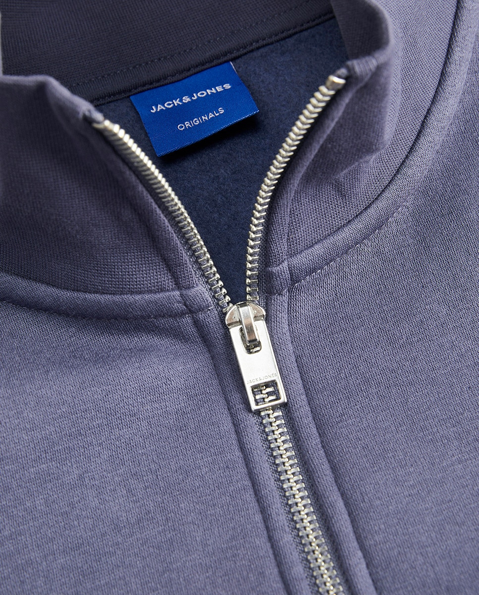 Sweatshirt com Meio Fecho de Correr Azul-8