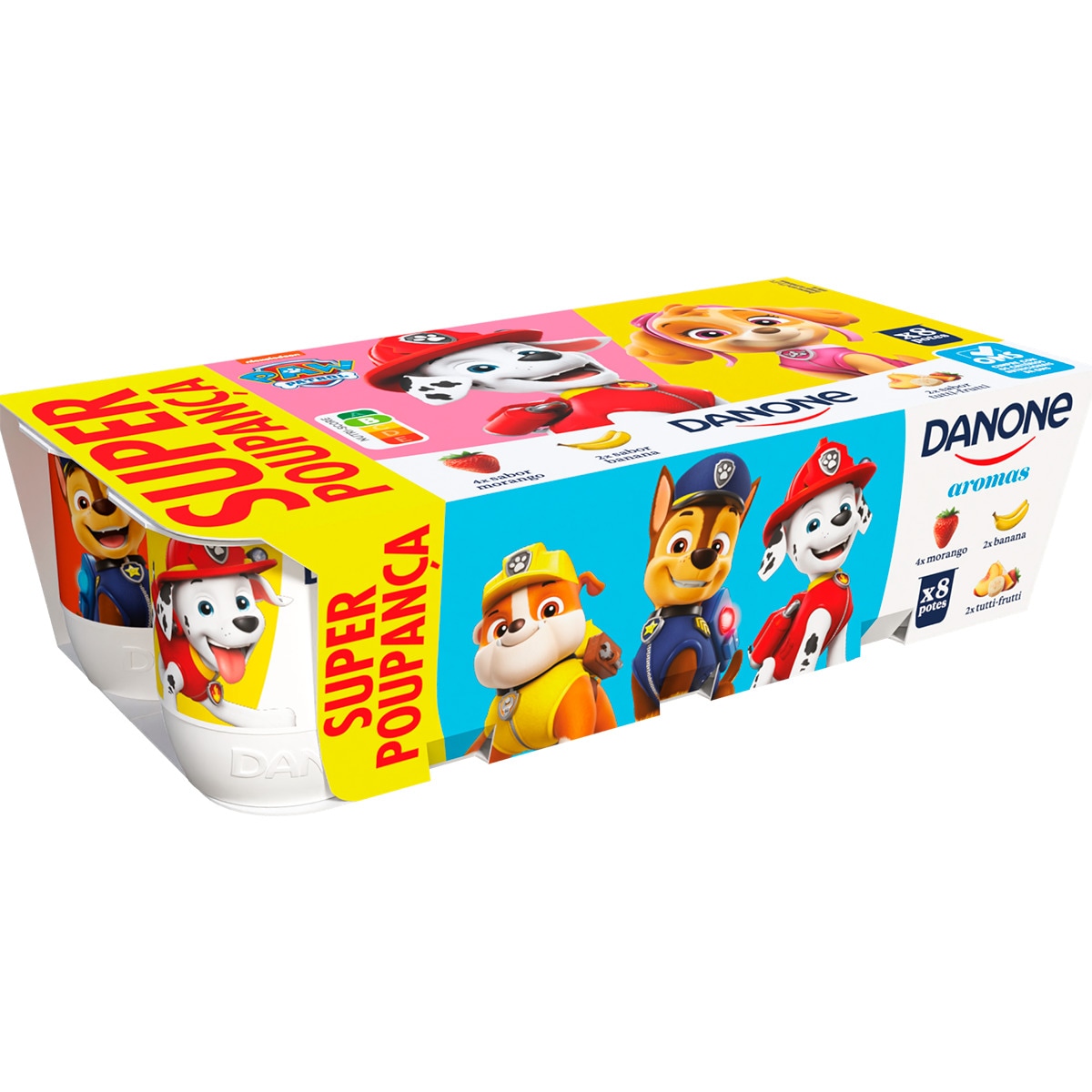 Iogurte Aroma a Morango, Banana e Tutti-Frutti Pack 8 embalagem 120 g