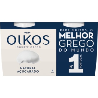 Iogurte Grego de Natural Açucarado Pack 4 embalagem 110 g - Danone Oikos