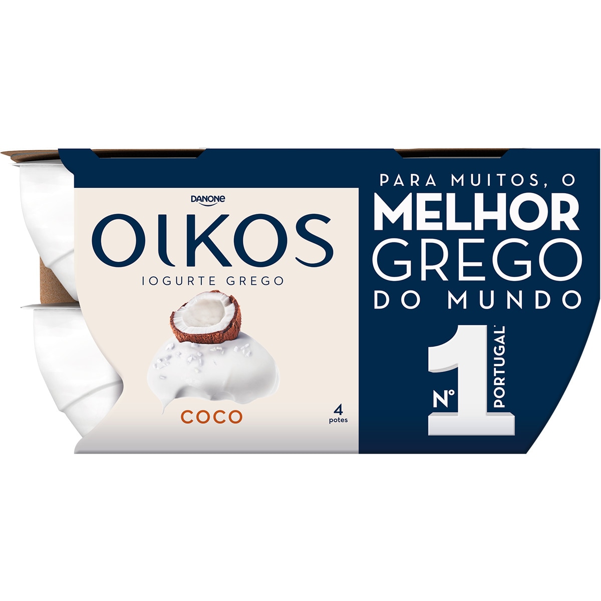 Iogurte Grego 100% Natural com Pedaços de Coco Pack 4 embalagem 110 g