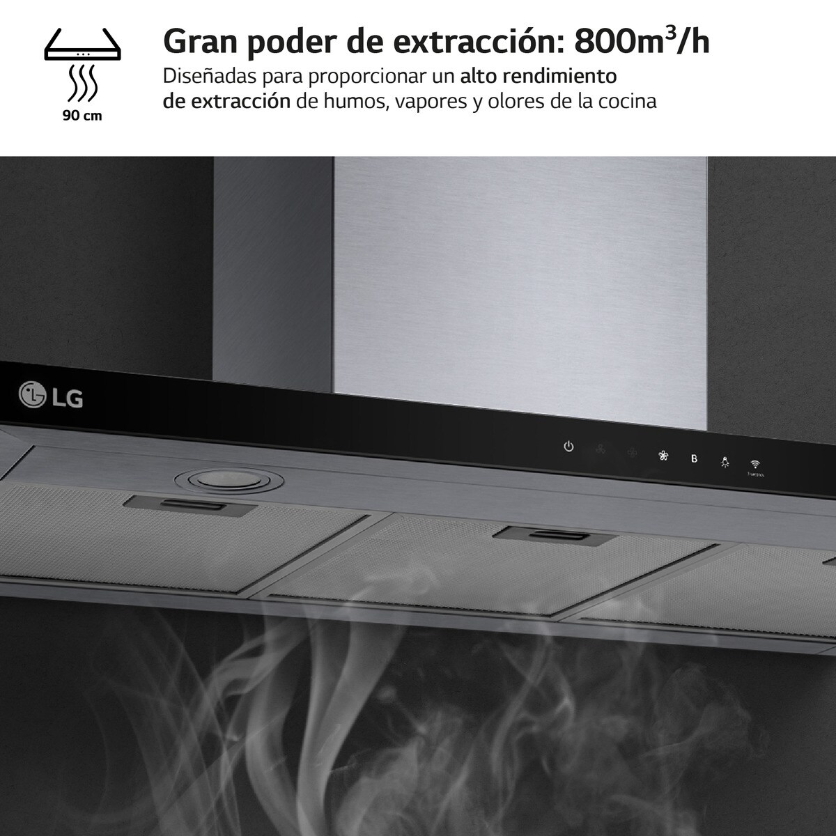 Exaustor de Parede LG HCEZ3626S com 3 Níveis de Potência e de 90 cm - Inox Inox/Preto-4