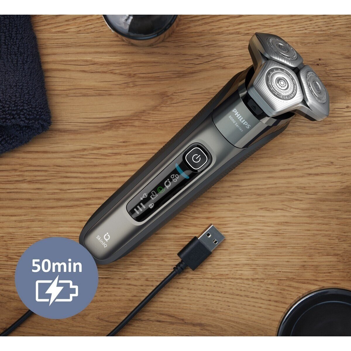 Máquina de Barbear Philips Série 8000 S8697/55 Uso a Seco ou Húmido, com Suporte de Limpeza, Base de Carga e Tampa e Autonomia de 50 min 11