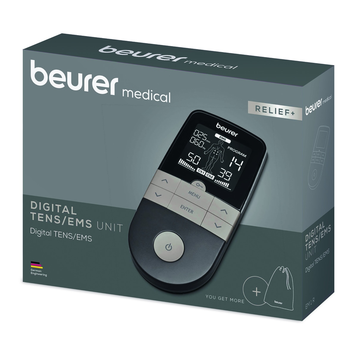 Aparelho de Eletroestimulação Beurer EM1R RELIEF+ Digital 3 em 1 Preto-3